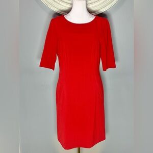 Tahari Levine Studio Women's Boatneck Red Sheath Dress Size 4